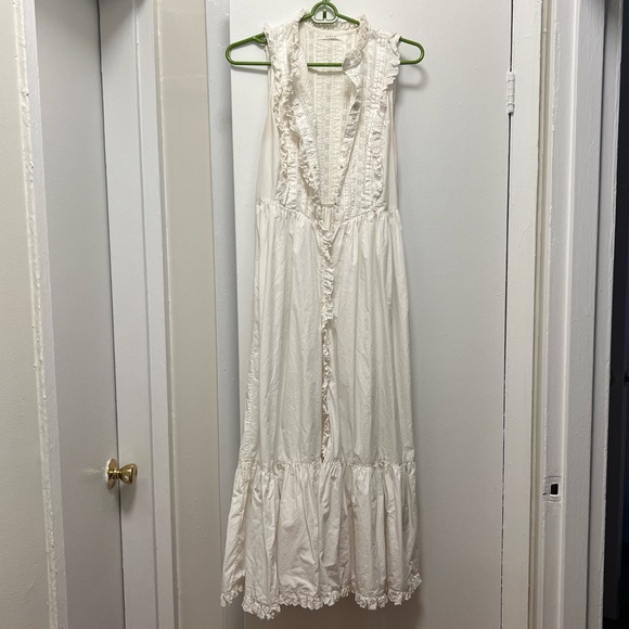 Doen White Cotton Poplin Eyelet Midi Dress - Picture 2 of 7